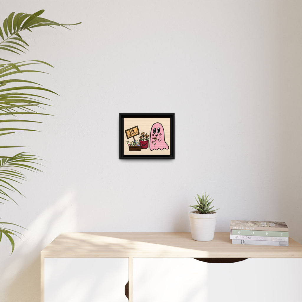 Framed matte canvas wall art in a pinewood frame