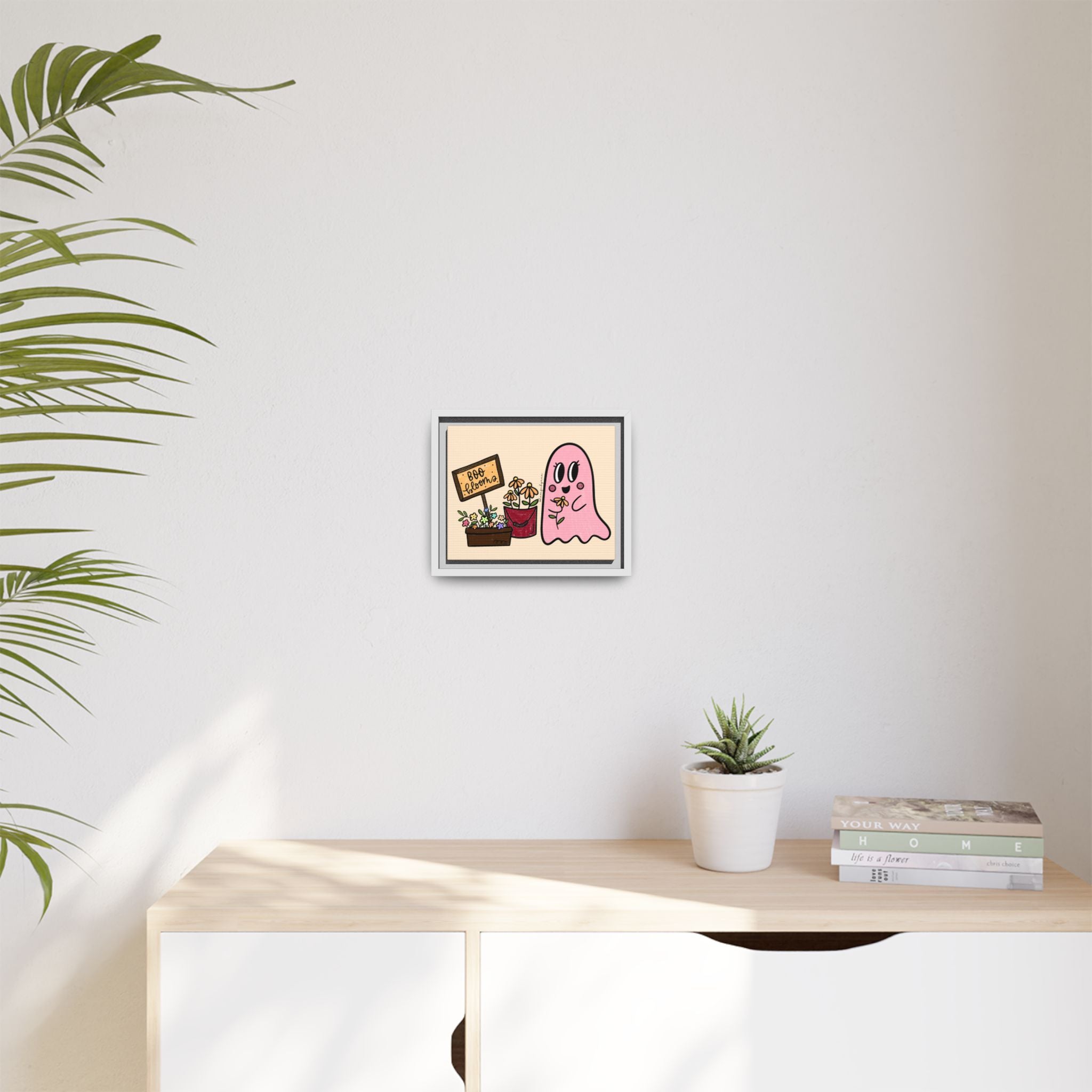 Framed matte canvas wall art in a pinewood frame