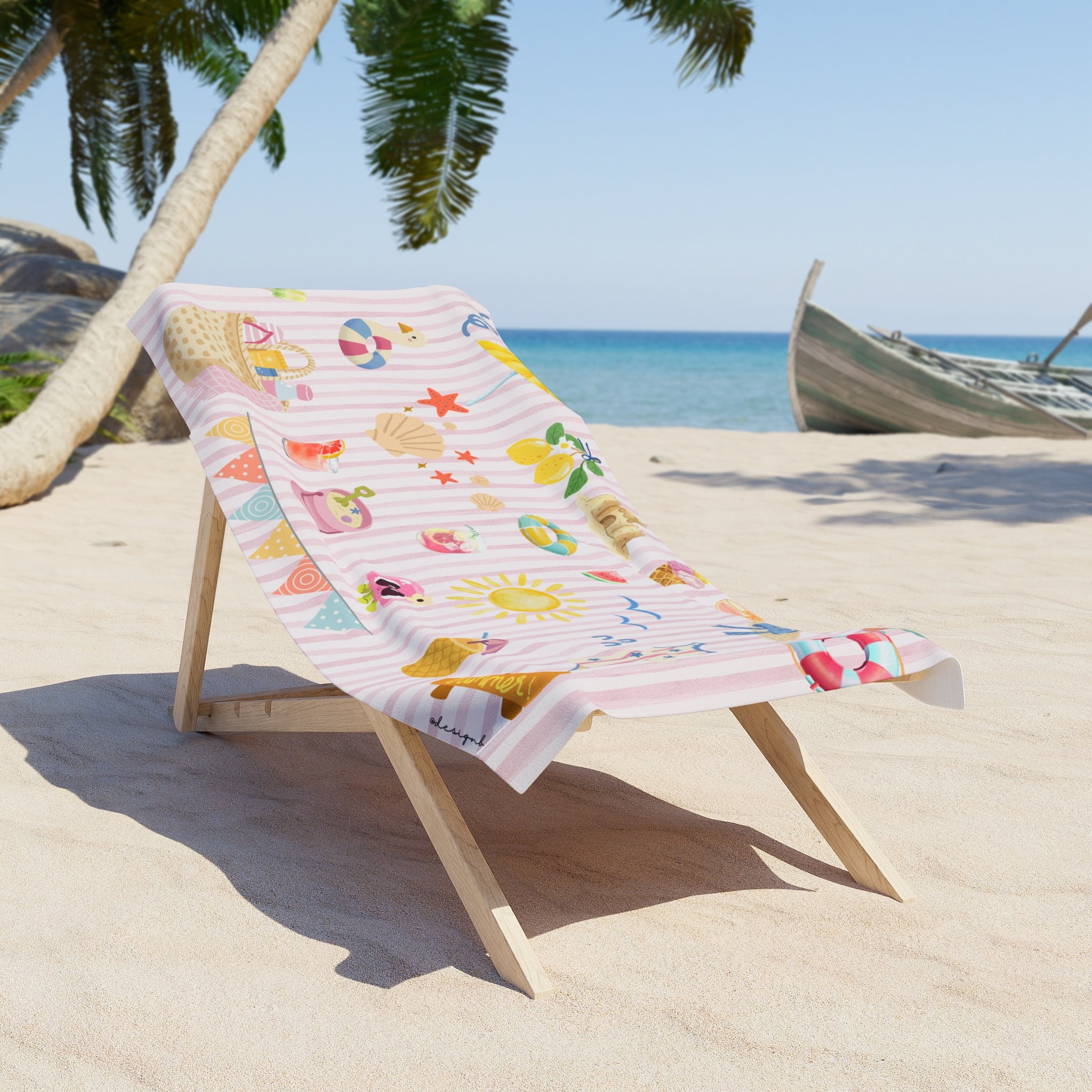 Designbyree beach towel back view – plush cotton loop backing soft heavyweight quality