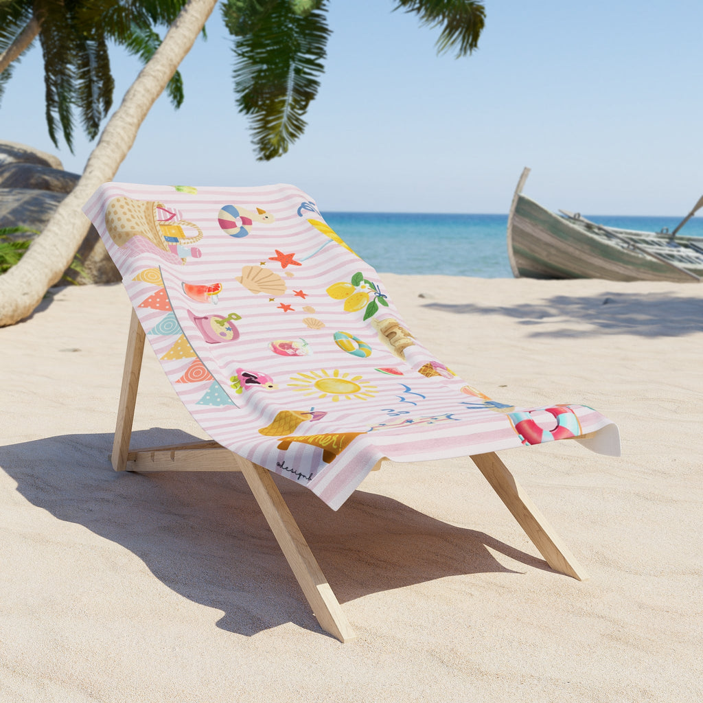 Designbyree beach towel back view – plush cotton loop backing heavyweight quality